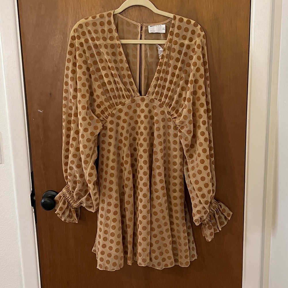 Asos brown polka dot dress